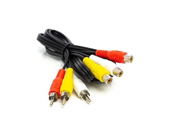 Кабель мультимедійний 3*RCA (M) to 3*RCA (F), 1 m PowerPlant (CA912049)