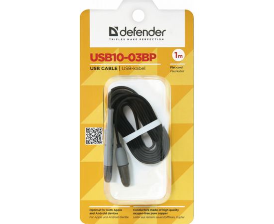 Дата кабель USB10-03BP USB - Micro USB/Lightning, black, 1m Defender (87488), изображение 5 Дата кабель USB10-03BP USB - Micro USB/Lightning, black, 1m Defender (87488), изображение 5