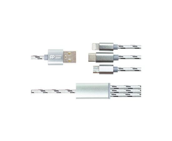 Дата кабель USB 2.0 AM to Lightning + Micro 5P + Type-C 1.0m 2.1A PowerPlant (CA910663)