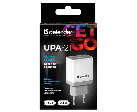 Зарядное устройство Defender UPA-21 white, 1xUSB, 5V / 2.1A (83571), изображение 4 Зарядное устройство Defender UPA-21 white, 1xUSB, 5V / 2.1A (83571), изображение 4