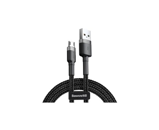 Дата кабель USB 2.0 AM to Micro 5P 2.0m 1.5A grey-black Baseus (CAMKLF-CG1), изображение 2 Дата кабель USB 2.0 AM to Micro 5P 2.0m 1.5A grey-black Baseus (CAMKLF-CG1), изображение 2