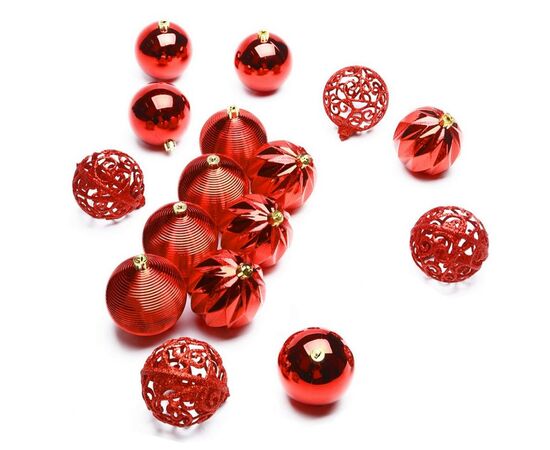 Елочная игрушка ColorWay Merry Christmas mix 16шт (8см) RED_OEM (CW-MCB816RED_OEM)