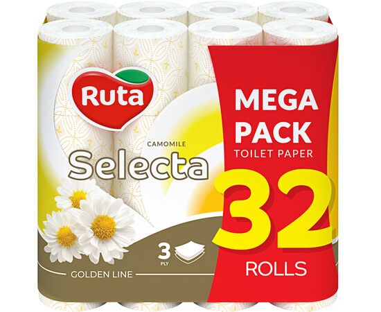 Туалетний папір Ruta Selecta з ароматом ромашки 3 шари 32 рулони (4820202894834)