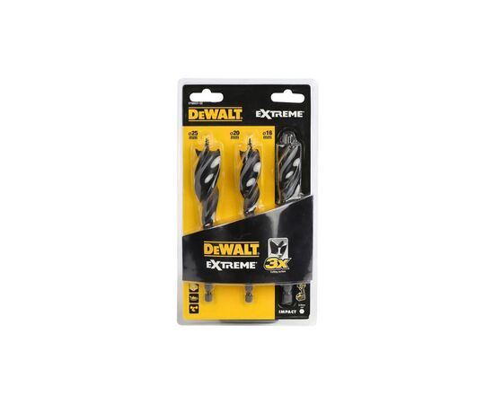 Набір свердл DeWALT по дереву EXTREME IMPACT, спіральні 3 шт, блістер (DT90237)