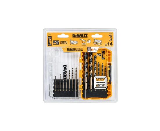 Набор сверл DeWALT по металлу Black&Gold HSS-G, 14 шт, кейс Tough Case (DT70727), изображение 2 Набор сверл DeWALT по металлу Black&Gold HSS-G, 14 шт, кейс Tough Case (DT70727), изображение 2