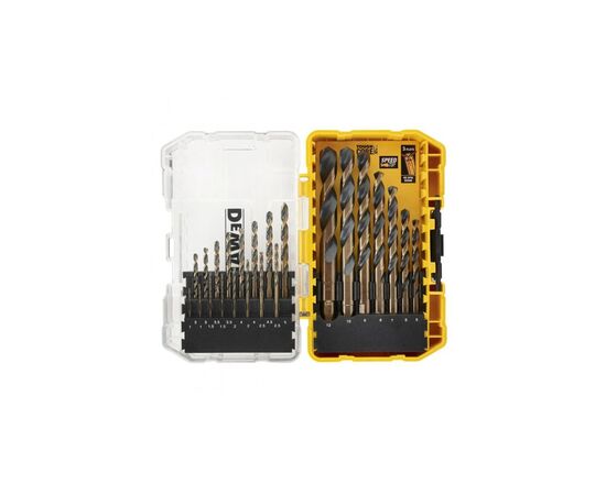 Набор сверл DeWALT по металлу Black&Gold HSS-G, 23 шт, кейс Tough Case (DT70729), изображение 2 Набор сверл DeWALT по металлу Black&Gold HSS-G, 23 шт, кейс Tough Case (DT70729), изображение 2