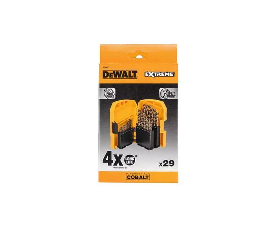 Набор сверл DeWALT по металлу EXTREME INDUSTRIAL COBALT,HSS- Co, d=1-13 мм, 29 (DT4957), изображение 2 Набор сверл DeWALT по металлу EXTREME INDUSTRIAL COBALT,HSS- Co, d=1-13 мм, 29 (DT4957), изображение 2