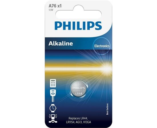 Батарейка Philips A76 (LR44, LR1154, AG13, V13GA) Alkaline * 1 (A76/01B)