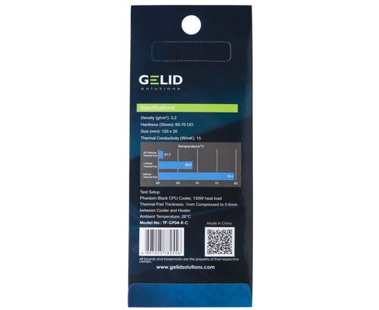 Термопрокладка Gelid Solutions GP-Ultimate 120x20x1.5 mm 2шт (TP-VP04-R-C), зображення 4 Термопрокладка Gelid Solutions GP-Ultimate 120x20x1.5 mm 2шт (TP-VP04-R-C), зображення 4