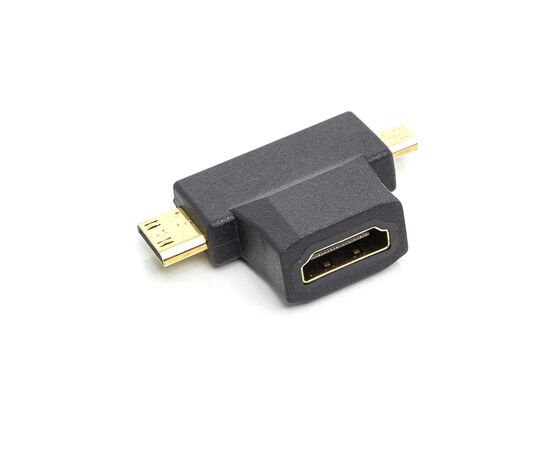 Переходник HDMI (F) to mini HDMI (M) / micro HDMI (M) PowerPlant (CA912056), изображение 2 Переходник HDMI (F) to mini HDMI (M) / micro HDMI (M) PowerPlant (CA912056), изображение 2