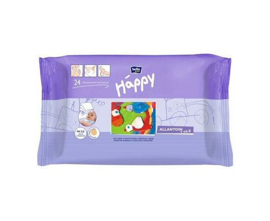Дитячі вологі серветки Bella Baby Happy с витамином Е для ухода за кожей младенцев 24 шт (5900516420680)