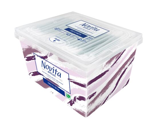 Ватные палочки Novita Delicate Deco-box в квадратной коробке 300 шт. (4823071643909)