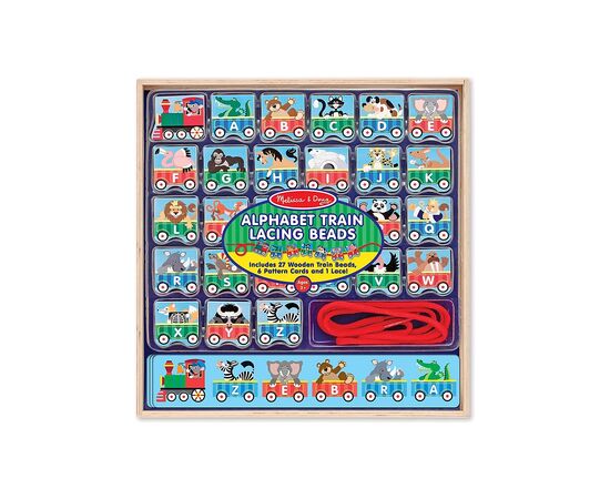 Развивающая игрушка Melissa&Doug деревянная шнуровка-паровозик "Алфавит" (MD9497)