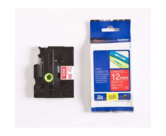 Лента для принтера этикеток Brother 12mm Laminated, white on red (TZE435), изображение 2 Лента для принтера этикеток Brother 12mm Laminated, white on red (TZE435), изображение 2