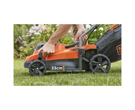 Газонокосилка Black&Decker аккумуляторная 36 В, 2.5 Ач, 32 см, 2 АКБ и ЗУ (BCMW3336L2), изображение 6 Газонокосилка Black&Decker аккумуляторная 36 В, 2.5 Ач, 32 см, 2 АКБ и ЗУ (BCMW3336L2), изображение 6