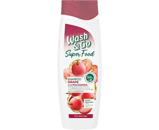 Шампунь Wash&Go Super Food з виноградом і макадамією 400 мл (8008970053066)