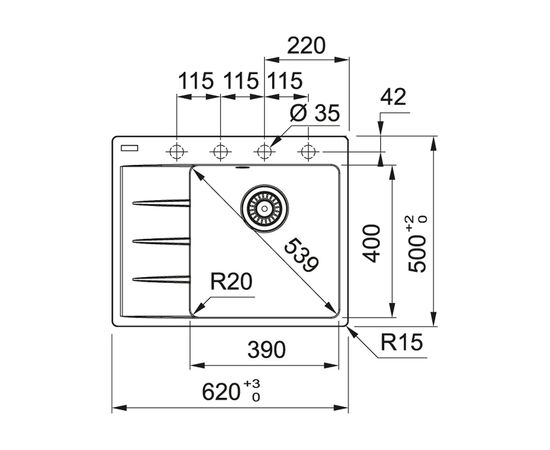 Мойка кухонная Franke Centro CNG 611-62 TL /114.0630.458 (114.0630.458), изображение 2 Мойка кухонная Franke Centro CNG 611-62 TL /114.0630.458 (114.0630.458), изображение 2