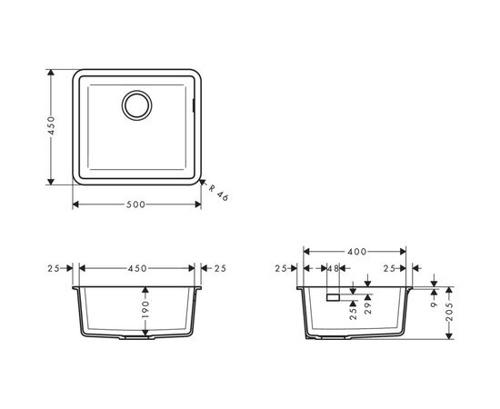 Мойка кухонная Hansgrohe S51 S510-U450/43431290 (43431290), изображение 2 Мойка кухонная Hansgrohe S51 S510-U450/43431290 (43431290), изображение 2