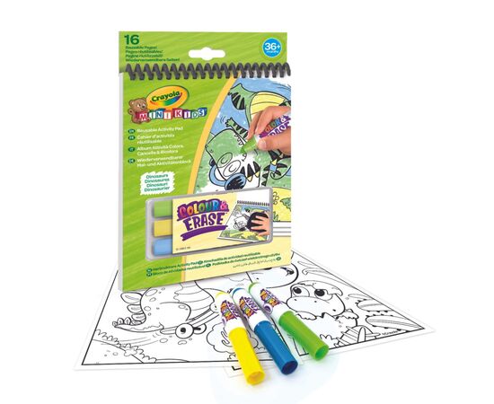 Набор для творчества Crayola Mini Kids Раскраска многоразовая Динозавры (81-1499-2), изображение 2 Набор для творчества Crayola Mini Kids Раскраска многоразовая Динозавры (81-1499-2), изображение 2