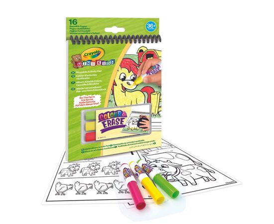Набор для творчества Crayola Mini Kids Раскраска многоразовая Ферма (81-1499-3), изображение 2 Набор для творчества Crayola Mini Kids Раскраска многоразовая Ферма (81-1499-3), изображение 2