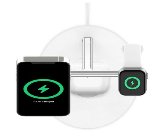 Зарядное устройство Belkin MagSafe 3in1 Wireless Charger, white (WIZ009VFWH), изображение 9 Зарядное устройство Belkin MagSafe 3in1 Wireless Charger, white (WIZ009VFWH), изображение 9