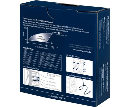 Кулер для корпуса Arctic F8 TC (ACFAN00208A), изображение 5 Кулер для корпуса Arctic F8 TC (ACFAN00208A), изображение 5