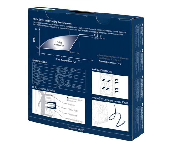 Кулер для корпуса Arctic F12 TC (ACFAN00199A), изображение 5 Кулер для корпуса Arctic F12 TC (ACFAN00199A), изображение 5