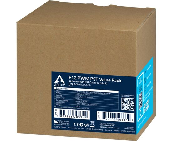 Кулер для корпуса Arctic F12 PWM PST (ACFAN00250A), изображение 2 Кулер для корпуса Arctic F12 PWM PST (ACFAN00250A), изображение 2