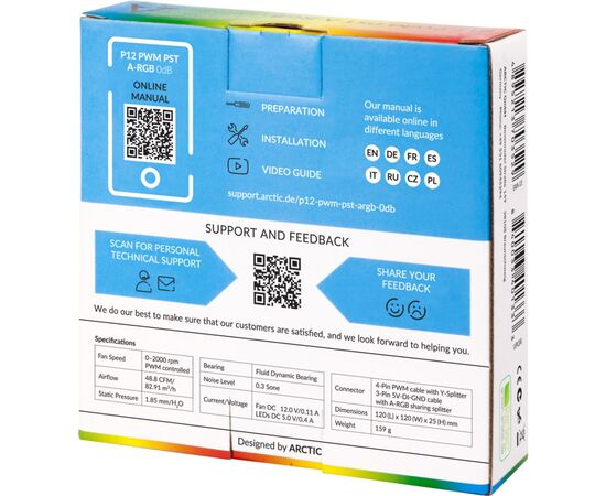 Кулер для корпуса Arctic P12 PWM PST A-RGB (ACFAN00254A), изображение 6