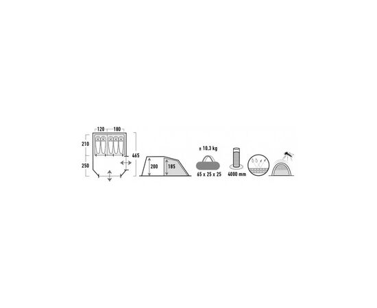 Палатка High Peak Ancona 5.0 Grey/Green (929537), изображение 2 Палатка High Peak Ancona 5.0 Grey/Green (929537), изображение 2