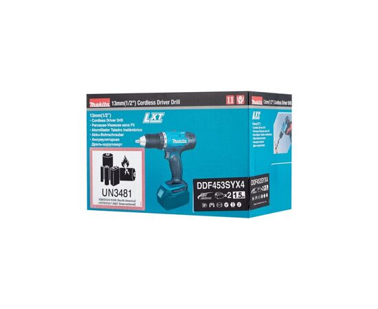 Шуруповерт Makita DDF453SYX4, 18В, 1.5Ah х 2шт, кейс (DDF453SYX4), изображение 6 Шуруповерт Makita DDF453SYX4, 18В, 1.5Ah х 2шт, кейс (DDF453SYX4), изображение 6