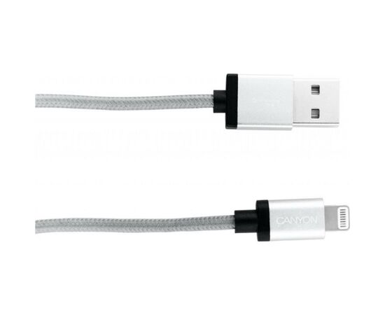 Дата кабель USB 2.0 AM to Lightning 1.0m MFI Dark gray Canyon (CNS-MFIC3DG), изображение 2 Дата кабель USB 2.0 AM to Lightning 1.0m MFI Dark gray Canyon (CNS-MFIC3DG), изображение 2