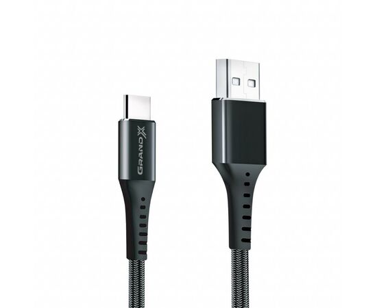 Дата кабель USB 2.0 AM to Type-C 1.2m Black Grand-X (FC-12B), зображення 3 Дата кабель USB 2.0 AM to Type-C 1.2m Black Grand-X (FC-12B), зображення 3