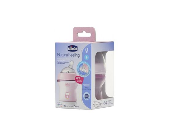 Бутылочка для кормления Chicco Natural Feeling Color 150 мл +0 мес Розовая (81311.10), изображение 8 Бутылочка для кормления Chicco Natural Feeling Color 150 мл +0 мес Розовая (81311.10), изображение 8