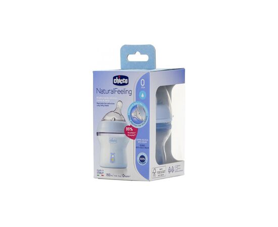 Бутылочка для кормления Chicco Natural Feeling Color 150 мл +0 мес Голубая (81311.20), изображение 9 Бутылочка для кормления Chicco Natural Feeling Color 150 мл +0 мес Голубая (81311.20), изображение 9