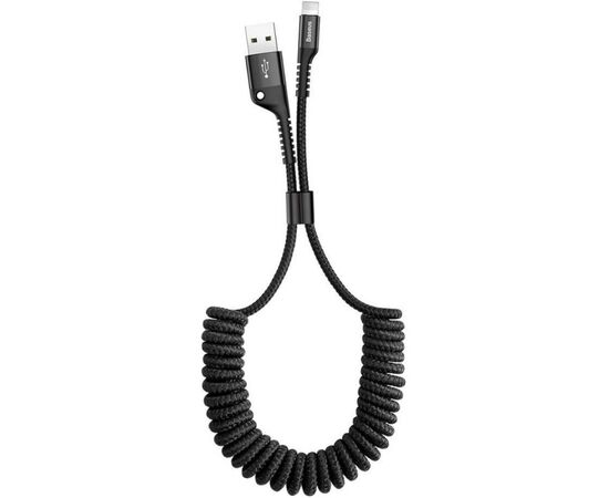 Дата кабель USB 2.0 AM to Lightning 1.0m Fish eye Spring 2A black Baseus (CALSR-01)