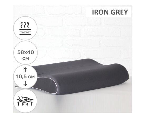 Подушка MirSon ортопедическая №6028 Delicate satin Iron grey Aero 58х40х10. (2200003261486), изображение 2 Подушка MirSon ортопедическая №6028 Delicate satin Iron grey Aero 58х40х10. (2200003261486), изображение 2