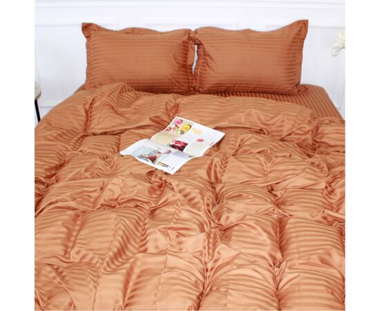 Постельное белье MirSon Satin Stripe 30-0005 Brown 160х220 полуторный Евро (2200005249024), изображение 2
