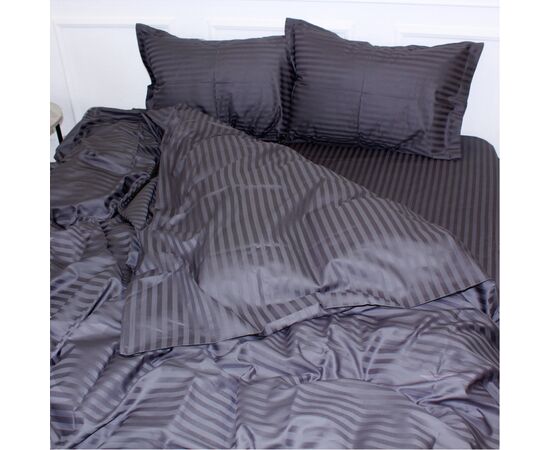 Постельное белье MirSon Satin Stripe 30-0012 Dark Gray 160х220 полуторный Евро (2200005251966), изображение 3 Постельное белье MirSon Satin Stripe 30-0012 Dark Gray 160х220 полуторный Евро (2200005251966), изображение 3