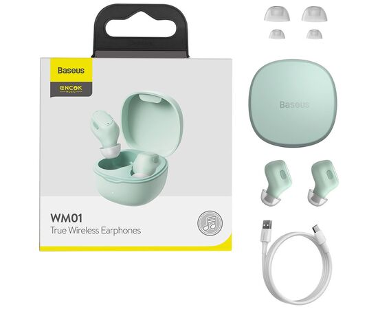 Навушники Baseus Encok TWS WM01 Green (NGWM01-06), зображення 5 Навушники Baseus Encok TWS WM01 Green (NGWM01-06), зображення 5