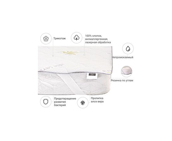 Наматрасник MirSon №1003 Alberto Eco Aloe Vera 90х190 см (2200001490390), изображение 2
