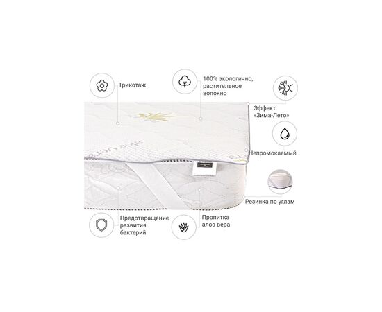 Наматрацник MirSon №1023 Alberto Cotton Seasons Aloe Vera 70х130 см (2200001498495), зображення 2 Наматрацник MirSon №1023 Alberto Cotton Seasons Aloe Vera 70х130 см (2200001498495), зображення 2