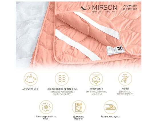 Наматрасник MirSon №1762 Eco Light Coral Тенсель Modal на резинке по углам 200x220 см (2200003712339), изображение 3