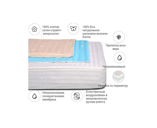 Наматрасник MirSon Royal Pearl Waterproof Aloe Vera 304/3 140x200 см (2200000353979), изображение 2