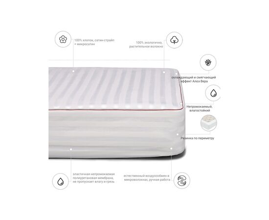 Наматрацник MirSon бавовняний DeLuxe Cotton Aloe Vera 271 140x200 см (2200000339928), зображення 2 Наматрацник MirSon бавовняний DeLuxe Cotton Aloe Vera 271 140x200 см (2200000339928), зображення 2
