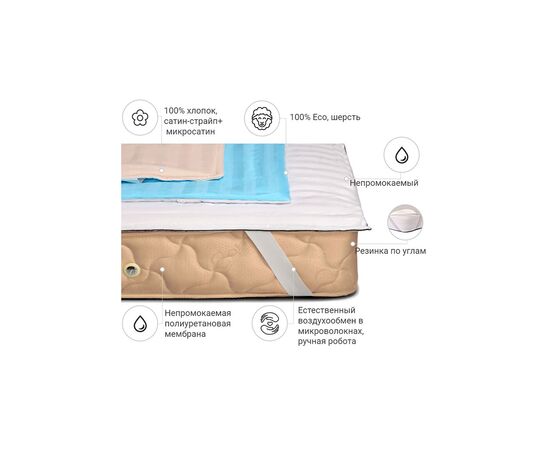 Наматрасник MirSon шерстянной Royal Pearl Woollen 247/3 80x200 см (2200000337177), изображение 2