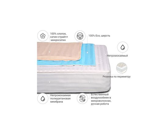 Наматрасник MirSon шерстянной Royal Pearl Woollen 248/3 150x200 см (2200000378408), изображение 2