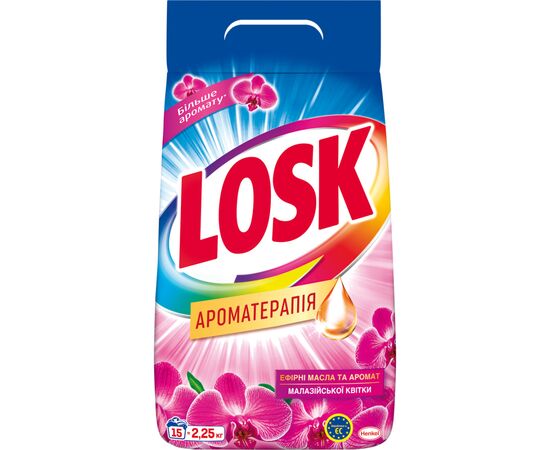 Пральний порошок Losk Ароматерапія Ефірні олії та ар. Малазійської квітки 2.25 кг (9000101547085)
