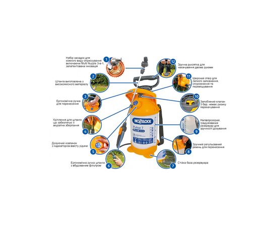 Опрыскиватель HoZelock 7л Pulsar Plus+многорежимная форсунка "Multi Nuzzle" (10643), изображение 4 Опрыскиватель HoZelock 7л Pulsar Plus+многорежимная форсунка "Multi Nuzzle" (10643), изображение 4