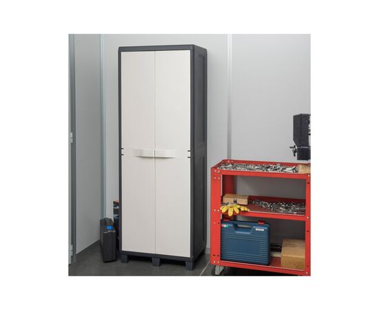 Шкаф хозяйственный Toomax FACTORY S 65x38x178 cm черный/молочно белый (5673), изображение 3 Шкаф хозяйственный Toomax FACTORY S 65x38x178 cm черный/молочно белый (5673), изображение 3